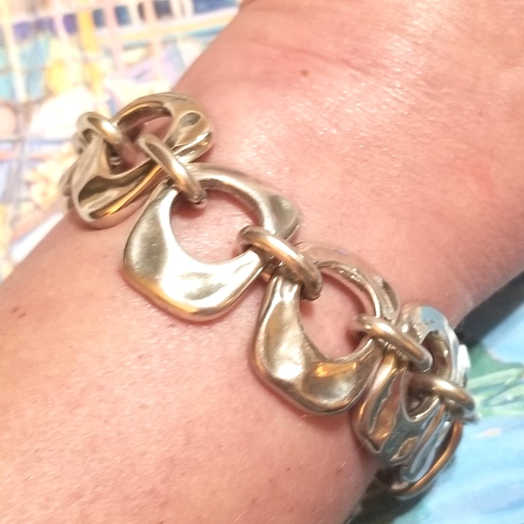UNO de 50 Jewelry - Uno de 50 HEAVY Link Sterling Silver Plated Hammered Link Bracelet